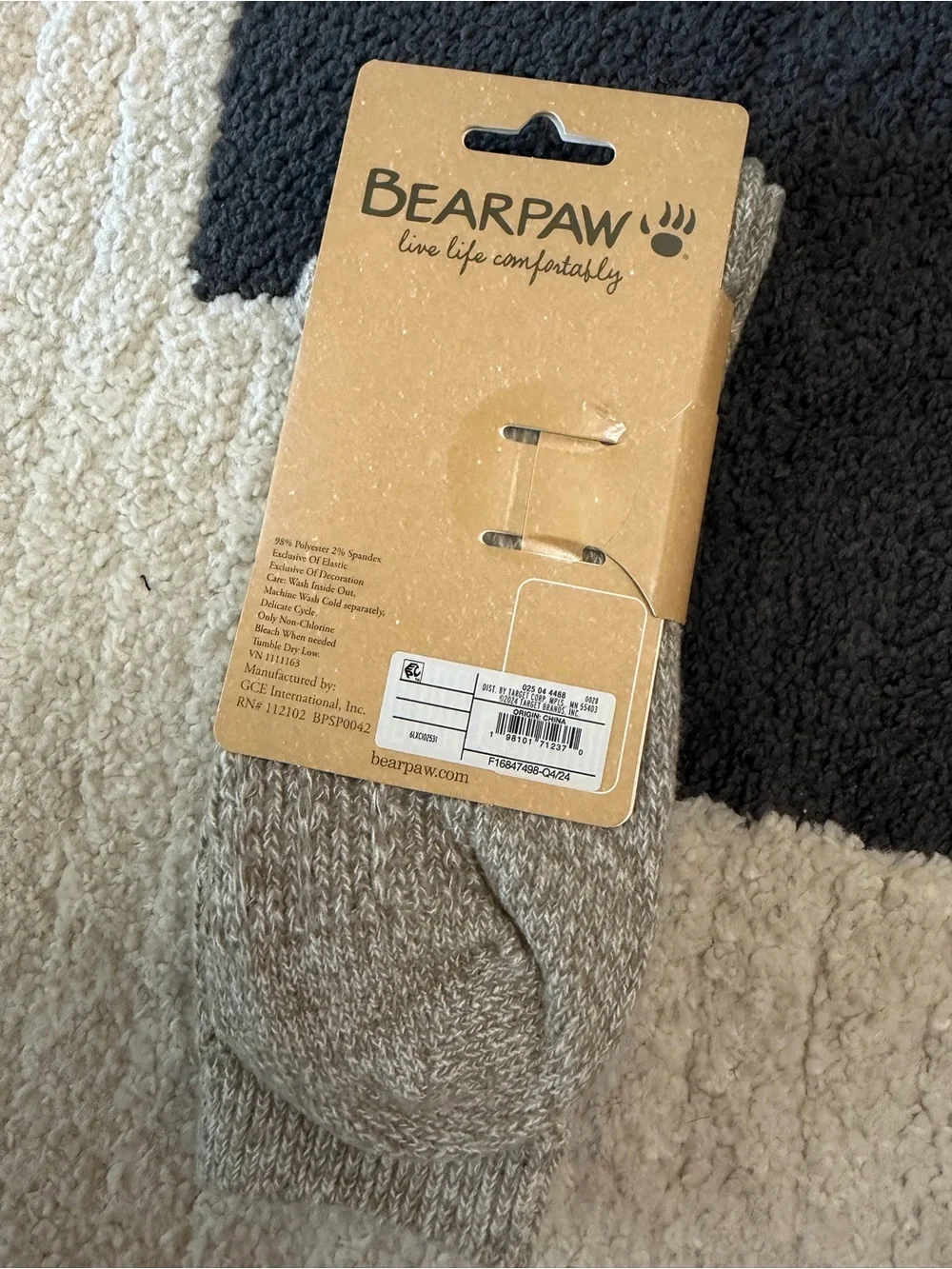 BearPaw Women's Gray Marled Knit Crew Socks